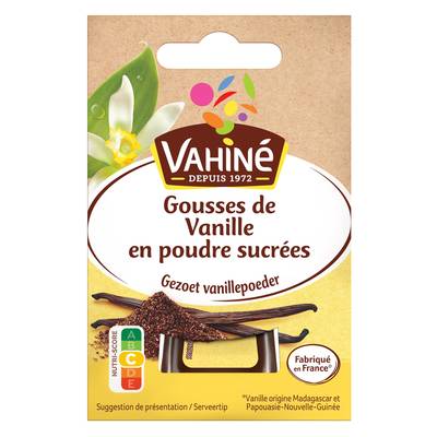 Vahine Gousses de Vanille en poudre sucrée, 8g