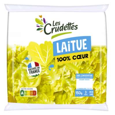 Salade 100% cœur de laitue, Les Crudettes (sachet de 150 g)