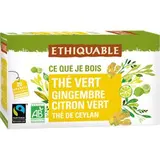 Thé vert gingembre citron vert Ceylan BIO, Equitable (20 sachets, 36 g)