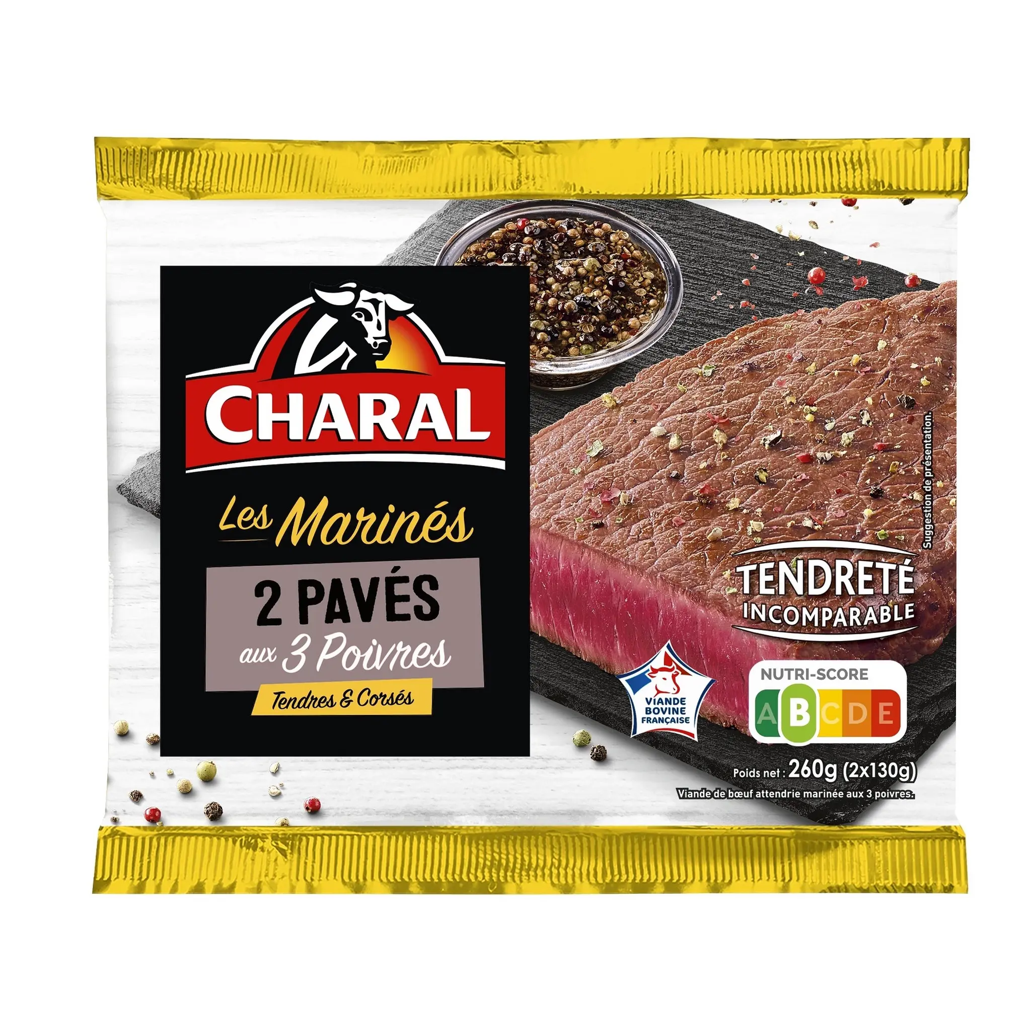 CHARAL Pavés de bœuf marinés aux 3 poivres