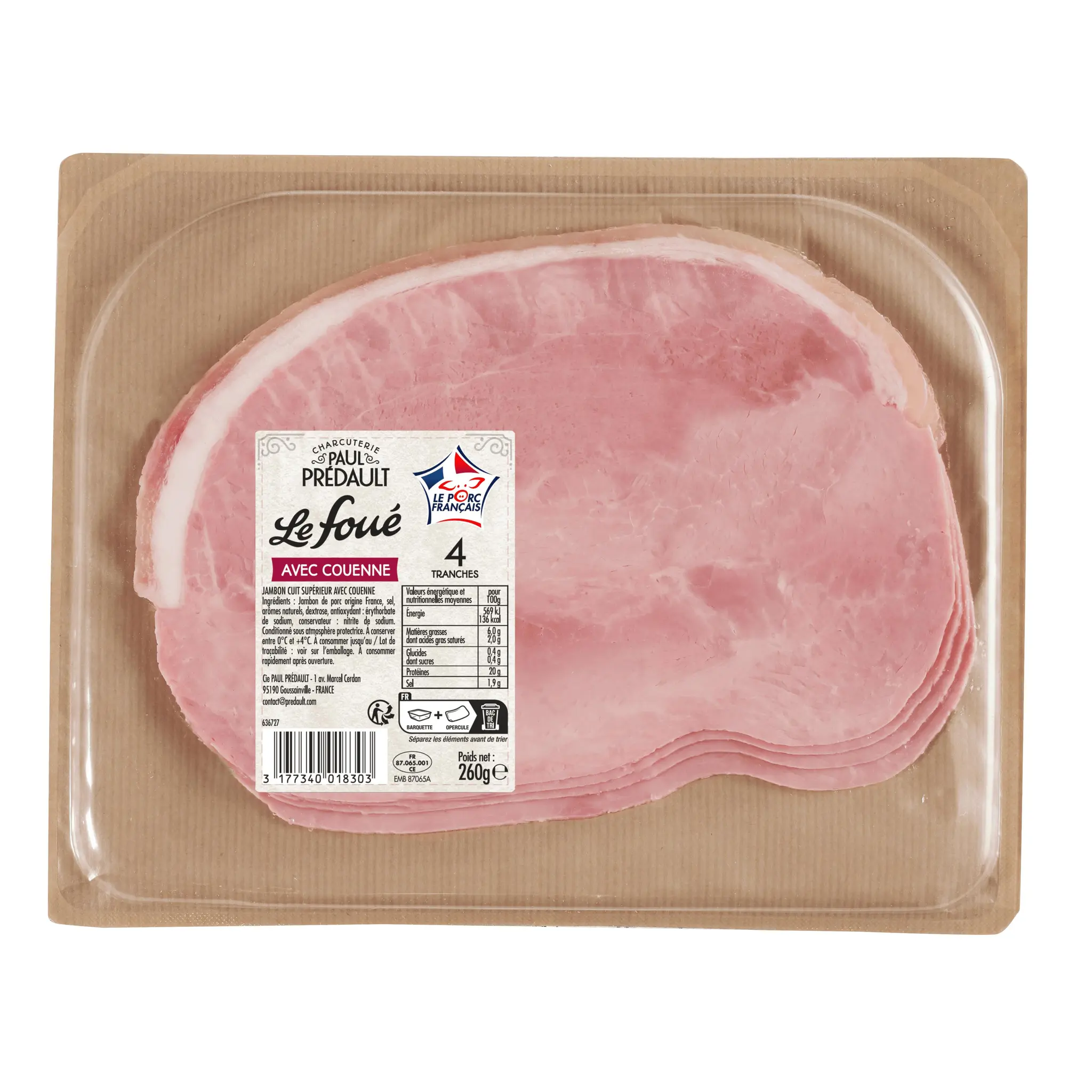 LE FOUÉ Jambon cuit supérieur avec couenne