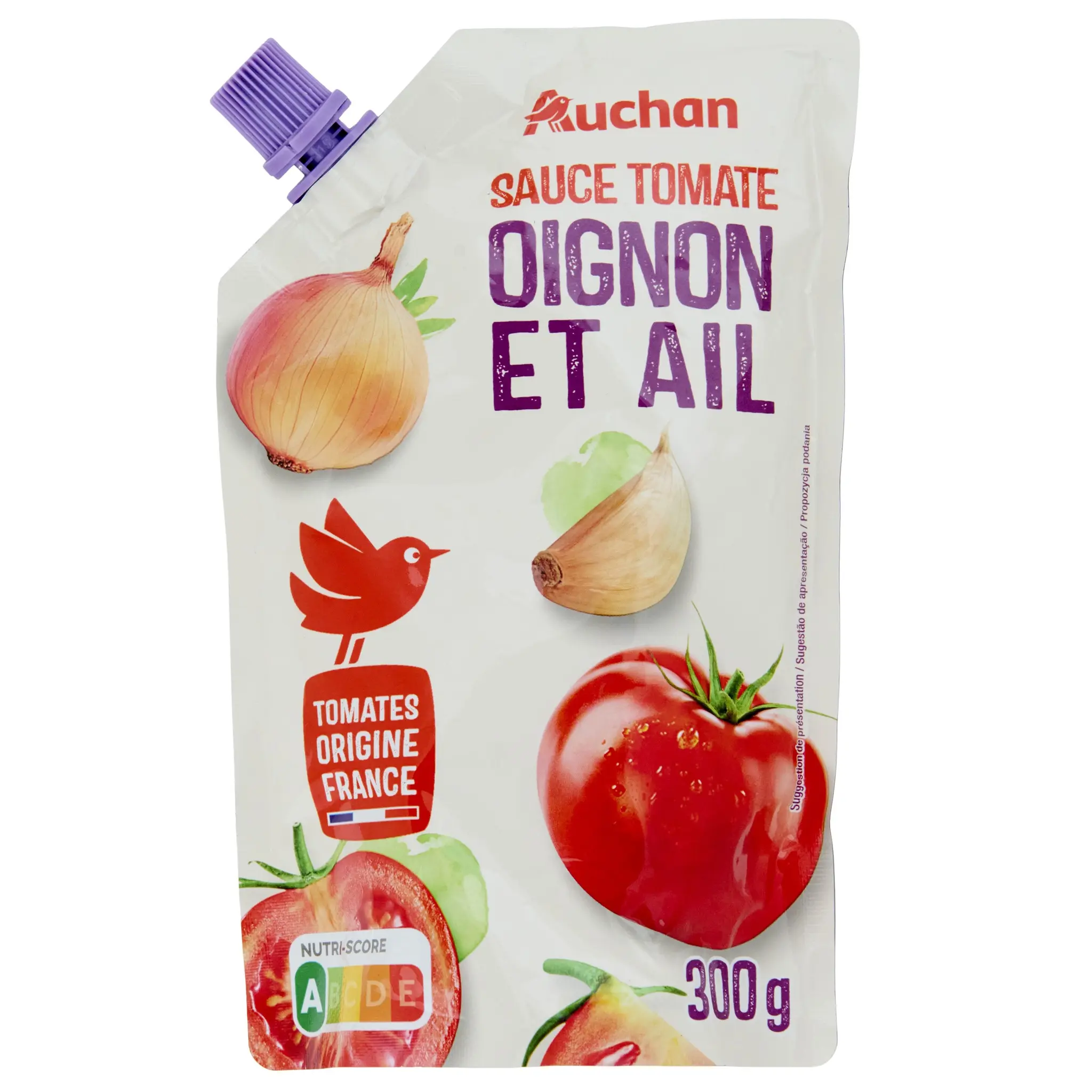 AUCHAN Sauce tomate ail oignon doypack
