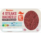 AUCHAN Steaks hachés pur bœuf façon bouchère 15%MG