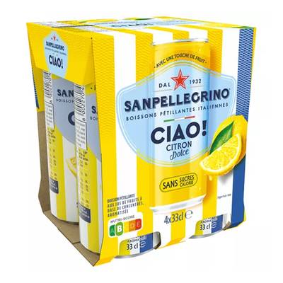 San Pellegrino Ciao! Boisson gazeuse aromatisée citron, 4x33cl