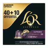 Café Capsules Espresso Intensité 10 Compatible Nespresso L'OR