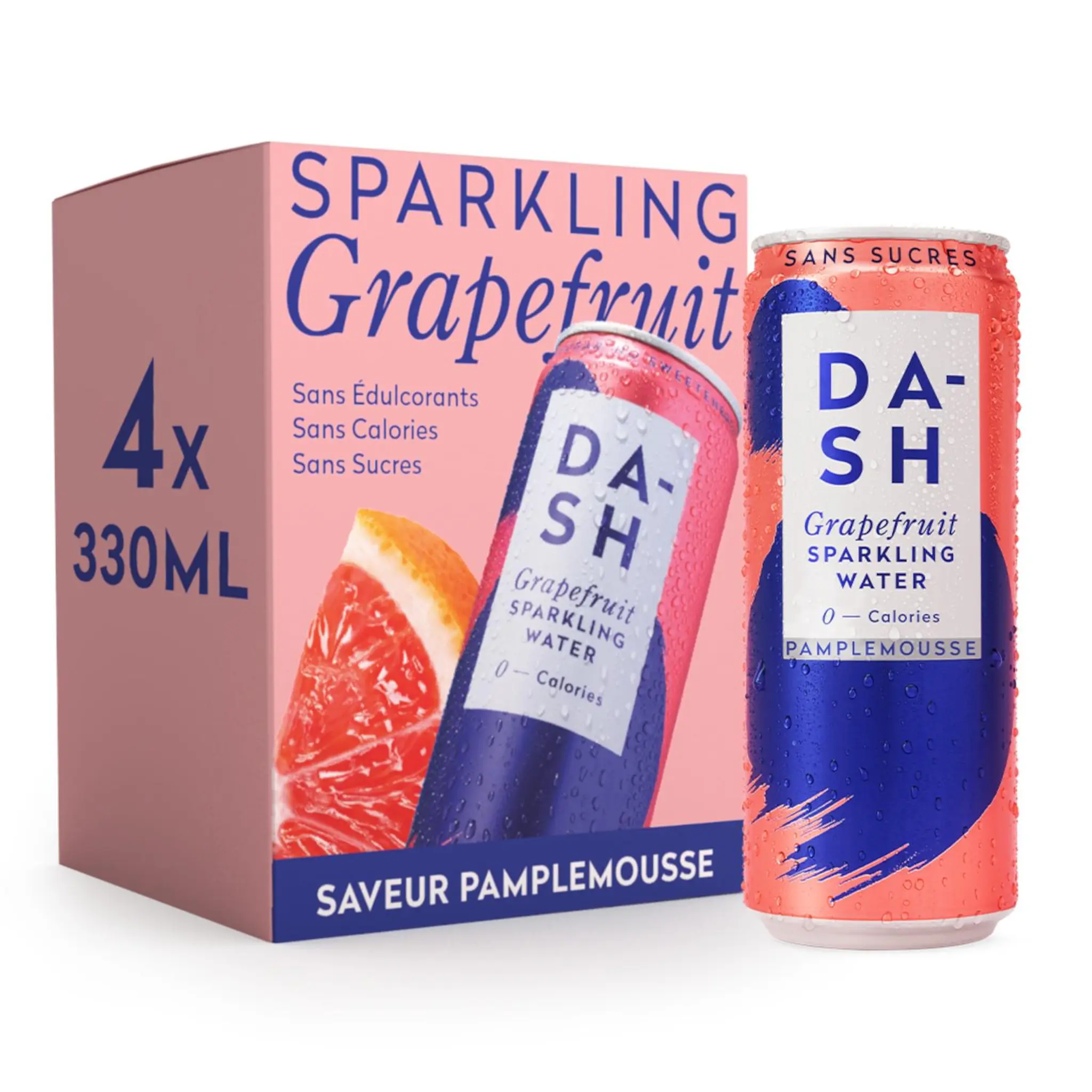 DASH WATER Eau de source pétillante saveur pamplemousse sans sucres boîtes