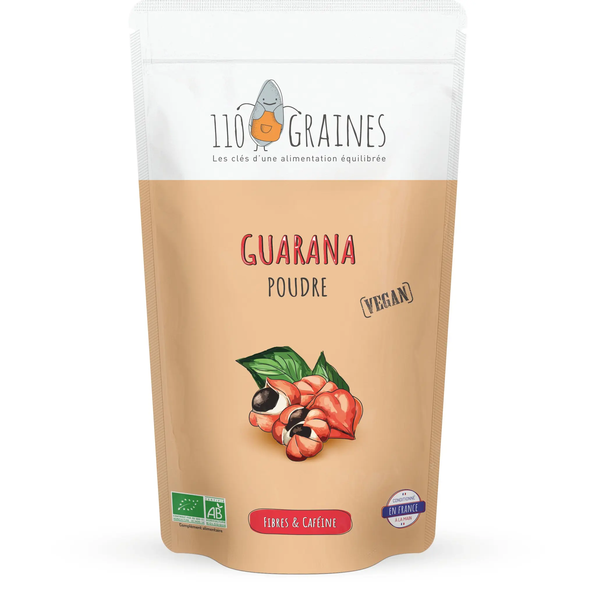 110 GRAINES Complément alimentaire guarana poudre bio