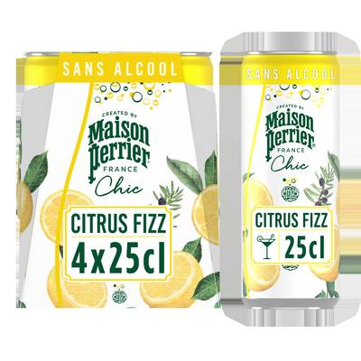 Maison Perrier Chic Boisson Gazeuse Aromatisée Citrus Fizz, 4x25cl