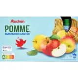 Auchan Gourdes purée de pomme sans sucres ajoutés, 12 gourdes de 90g