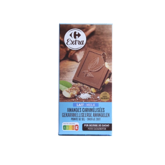 Tablette de Chocolat Lait Amandes Caramélisées Pointe de Sel CARREFOUR EXTRA