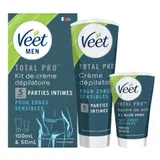 Crème dépilatoire Homme Zones Intimes et Baume Hydratant Peau Sensible Total Pro VEET MEN