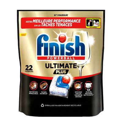 Finish Capsules Lave-Vaisselle Powerball Ultimate Plus, 22 capsules