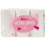 Auchan Papier toilette blanc ultra doux 3 épaisseurs, 6 rouleaux