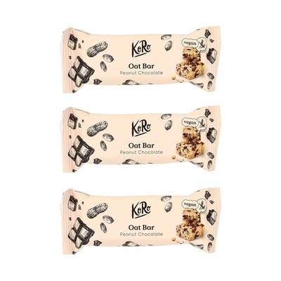 Koro Barre d'avoine cacahuètes-chocolat bio, Lot de 3x60g
