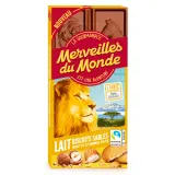 MERVEILLES DU MONDE Tablette de chocolat au lait noisettes, amandes pilées et biscuits sablés