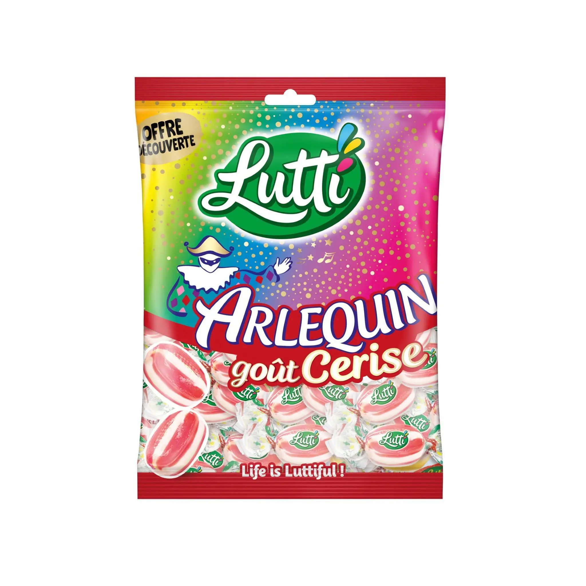 LUTTI Bonbons Arlequin acidulés goût cerise