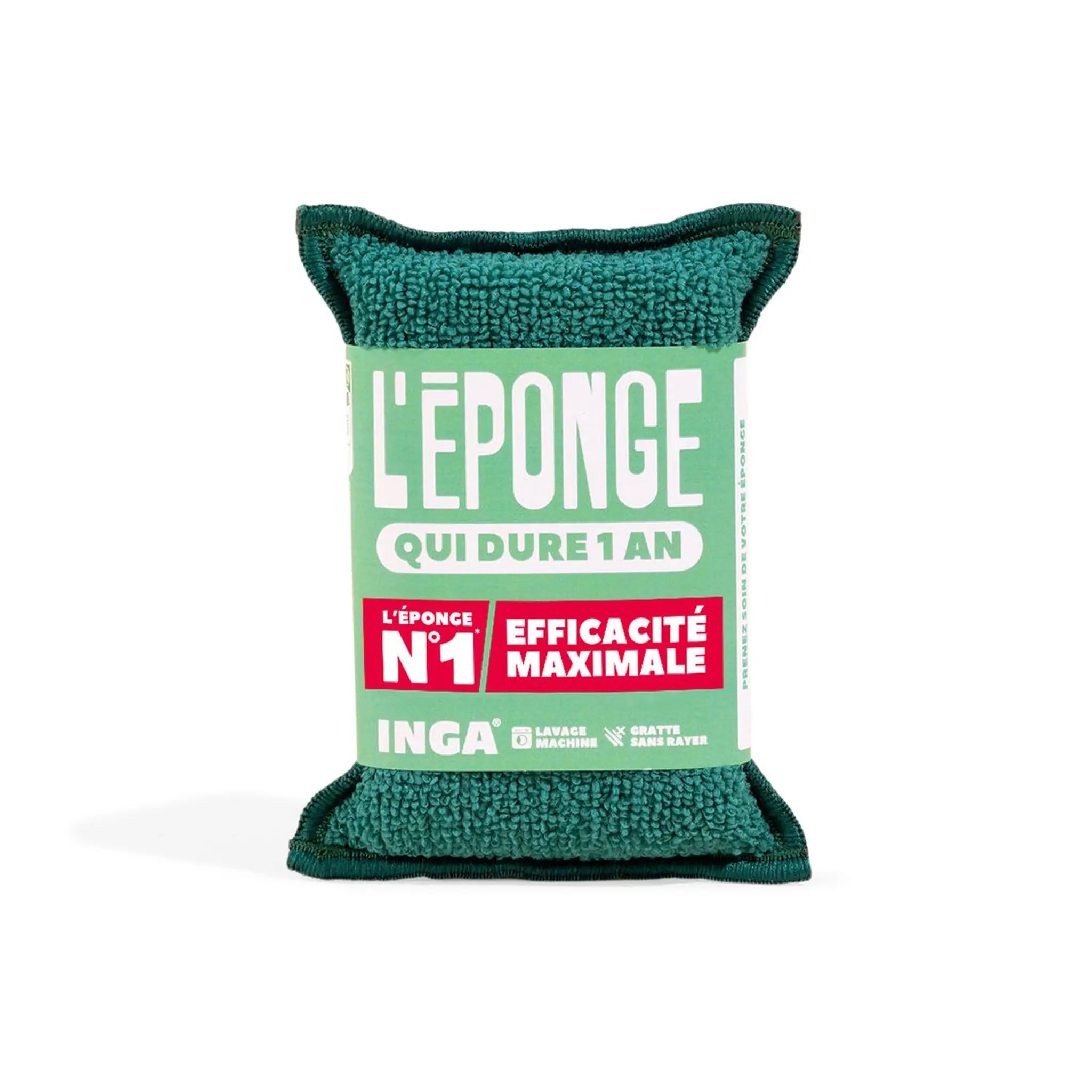 INGA Éponge lavable grattante verte