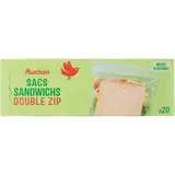 Auchan Sac à repas double zip, 20 pièces