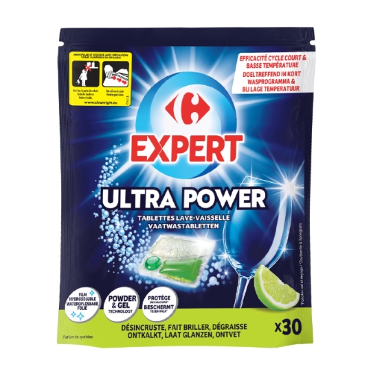 Tablettes lave-Vaisselle Cycle Court Citron Ultra Power CARREFOUR EXPERT