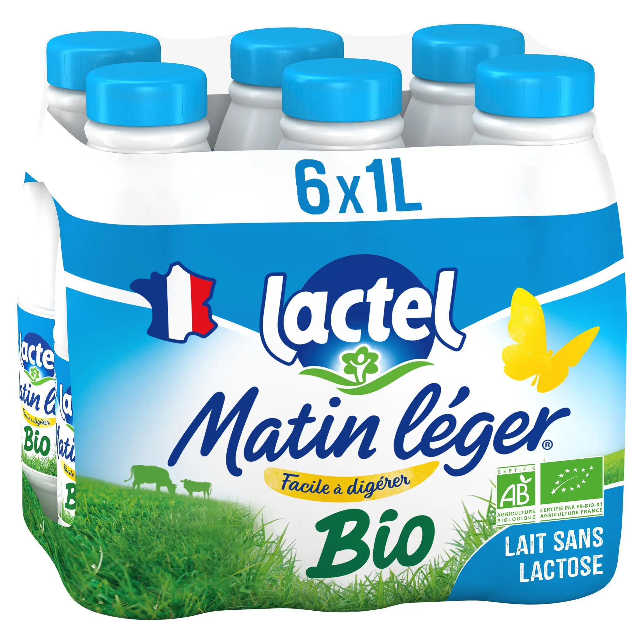 LACTEL Matin léger Lait bio facile à digérer sans lactose