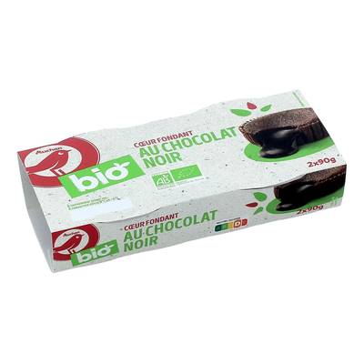 Auchan BIO Coeur fondant Bio au chocolat noir, 2x90g