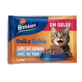 Affinity - Brekkies Délice Sachet Repas en Gelée Saumon et Thon pour chat, 4x85g