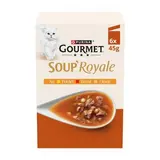 Purina - Gourmet Sachets Soupe Royale poulet boeuf dinde pour chat adulte, 6x45g