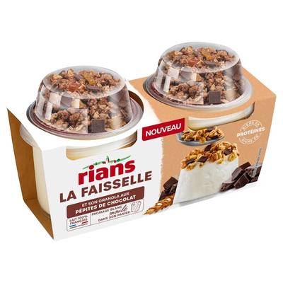 Rians Faisselle et son granola aux pépites de chocolat, 2x120g