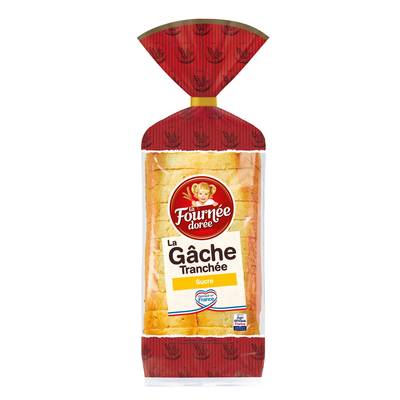 Fournée Dorée La gâche brioche tranchée au sucre, 14 tranches - 500g