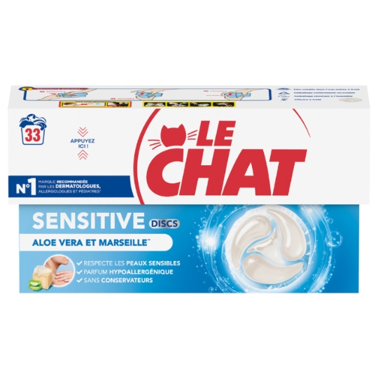 Lessive Capsules Aloe Vera et Marseille Sensitive Discs LE CHAT