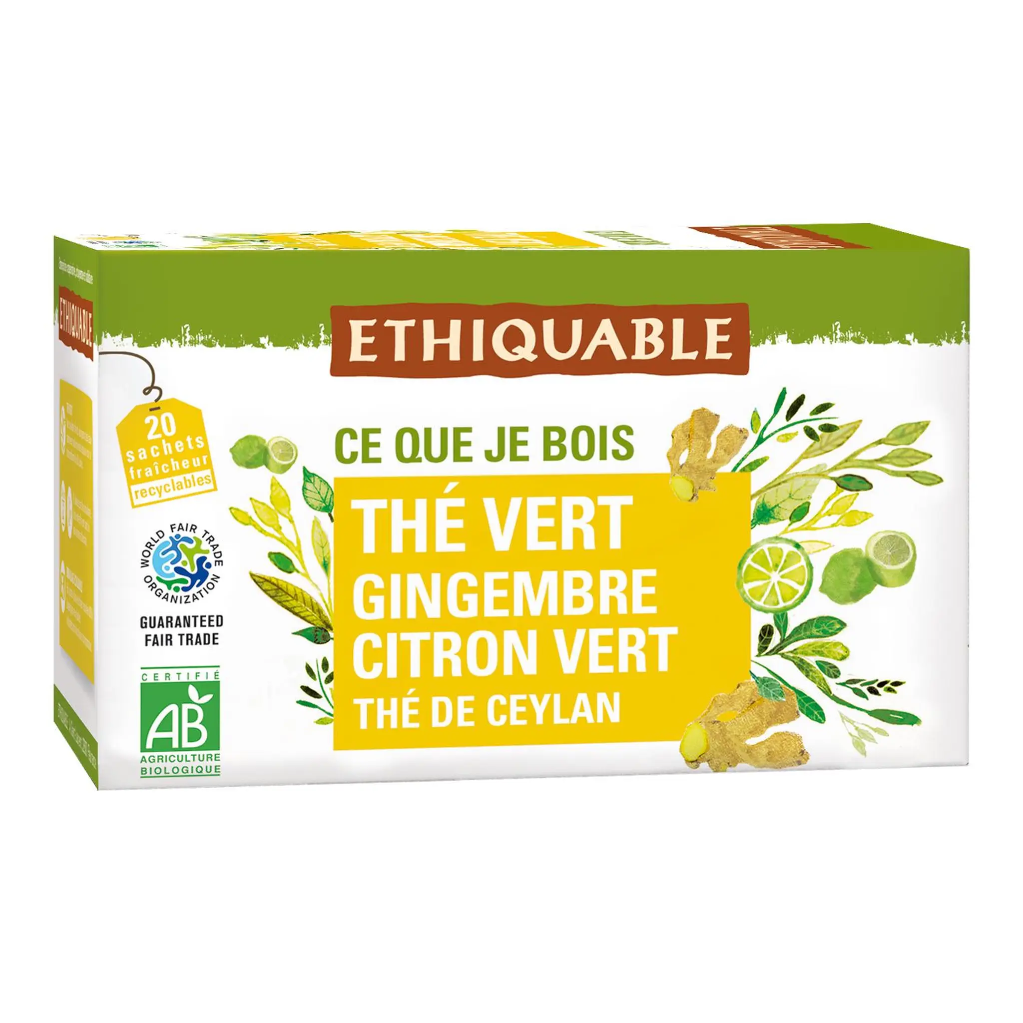 ETHIQUABLE Thé vert au gingembre citron vert bio