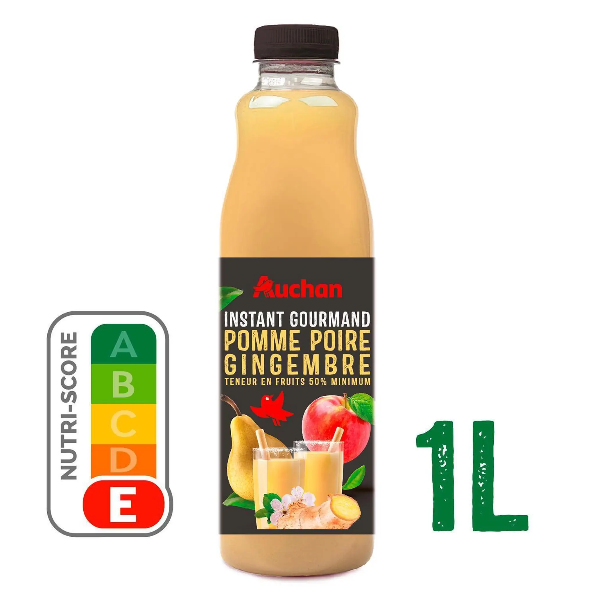 AUCHAN Instant gourmand Pur jus pomme poire gingembre