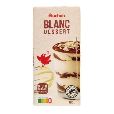 Auchan Tablette de chocolat dessert blanc, 180g