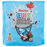 Auchan Oeufs en chocolat fourrés au lait et éclats de noisettes, 200g