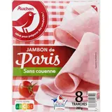 Auchan Jambon Supérieur de Paris Sans Couenne, 8 tranches - 280g