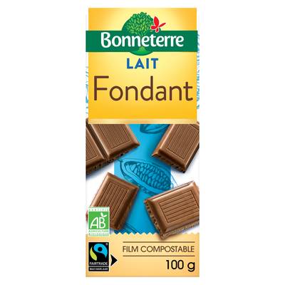 Bonneterre Chocolat fondant au lait bio, 100g