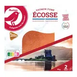 Auchan Saumon d'Écosse Fumé au Bois de Hêtre, 2 tranches - 65g