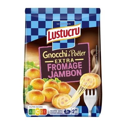 Lustucru Gnocchi à Poêler Extra Fromage et Jambon, 300g