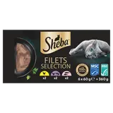 Barquette chat Filets 3 variétés à la volaille et poissons SHEBA - 6X60g