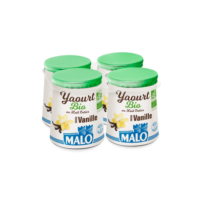 Yaourt bio à la vanille MALO, 4x125g