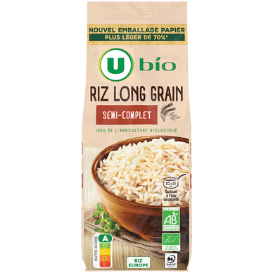 Riz long semi-complet étuvé 10 minutes  paquet de 500g