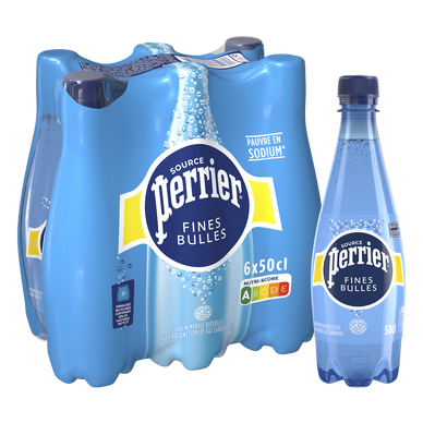 Eau minérale naturelle gazeuse PERRIER Fines Bulles 6x50cl