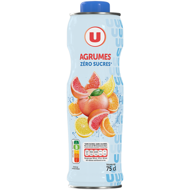 Boisson concentré au pamplemousse rose, citron et orange aromatisée avec édulcorant bouteille de 75cl