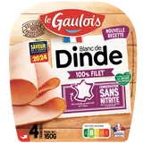Blanc de dinde sous atmosphère contrôlée sans ogm conservation sans nitrite LE GAULOIS 4 tranches 160g