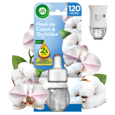 Recharge diffuseur électrique désodorisant Fleur de Coton & OrchidéeAIRWICK 19mL