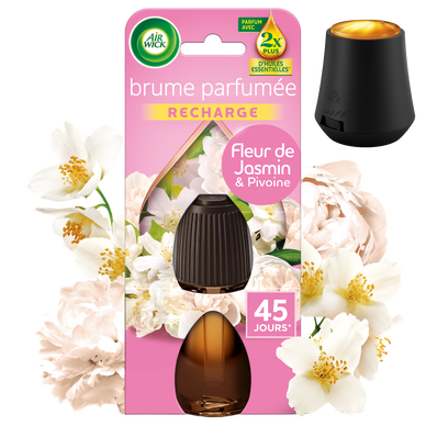 Recharge diffuseur huiles essentielles désodorisant Brume ParfuméeFleur de Jasmin & Pivoine AIRWICK 20mL