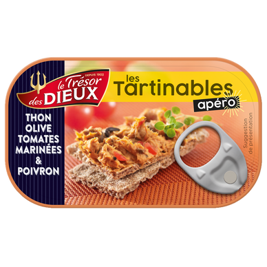 Tartinable thon olives/tomates marinées&poivrons LES DIEUX, 90g