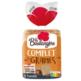 Pain de mie complet et graines grandes tranches LA BOULANGERE - 13 tranches - 500g