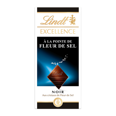 Chocolat noir fleur de sel Excellence LINDT, Tablette de 100g