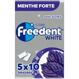 Chewing-gum White Menthe forte sans sucres FREEDENT 5x10 dragées